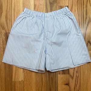 Striped Light Blue & White Elastic-Waist Kids Shorts